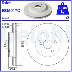 DELPHI Disques de frein pour TOYOTA: Prius (Ref: BG5017C) pas cher
