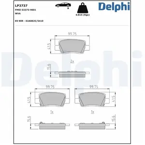 DELPHI Plaquettes de frein X4 pour HYUNDAI: Kona II (Ref: LP3737)