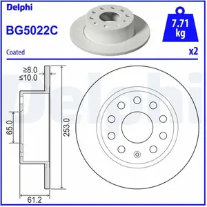 DELPHI Disques de frein pour SKODA: Octavia (Ref: BG5022C)