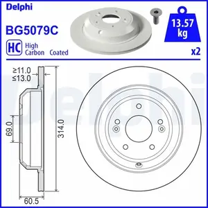 DELPHI Disques de frein pour KIA: Stinger (Ref: BG5079C) pas cher