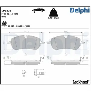 Comparateur de prix : DELPHI Plaquettes de frein X4 pour JAGUAR: E Pace & LAND ROVER: Discov...