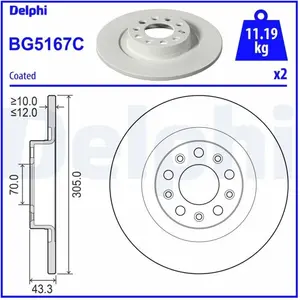 DELPHI Disques de frein pour JEEP: Compass, Renegade & ALFA ROMEO: Tonale (Ref: BG5167C) pas cher
