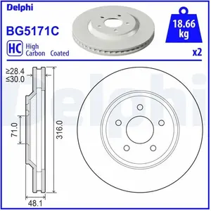 DELPHI Disques de frein pour FORD USA: Mustang (Ref: BG5171C) pas cher