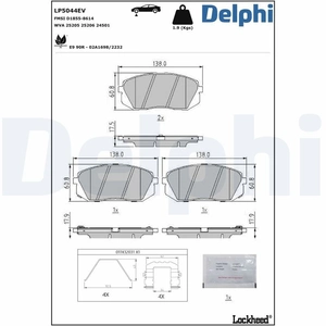 DELPHI Plaquettes de frein X4 pour KIA: Niro, Soul & HYUNDAI: Kauai, Kona (Ref: LP5044EV) pas cher