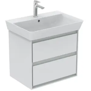 Ideal Standard, Meuble sous-lavabo, IDS WT-US CONNECT AIR CUBE 2 tiroirs 580mm blanc brillant / gris clair mat (58 x 41 x 52 cm)Vendu pargalaxus
