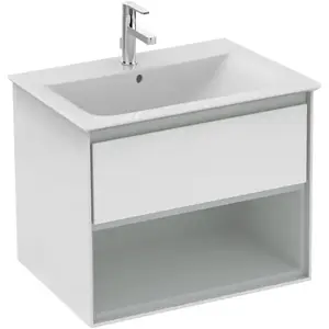 Ideal Standard, Meuble sous-lavabo, IDS Meuble sous-lavabo CONNECT AIR 600x440x517mm blanc brillant / gris clair mat (60 x 44 x 52 cm) pas cher