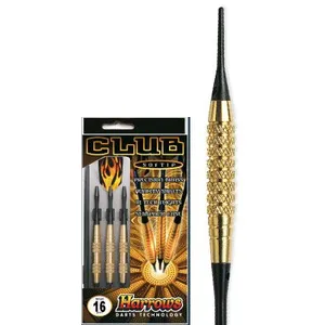 Harrows - Jeu de 3 Fléchettes - Embout Nylon - Club Brass - 16 GK