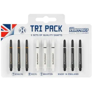 TRI PACK SHAFTS MEDIUM (PACK 9 SHAFTS SUPERGRIP NOIR/BLANC)
