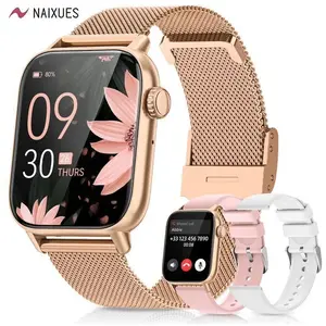 NAIXUES Montre Connectée Femme 1,85'' avec Appel Bluetooth/3 Bracelet/IP68/110+ Modes Sportifs/Podometre/Fréquence pas cher