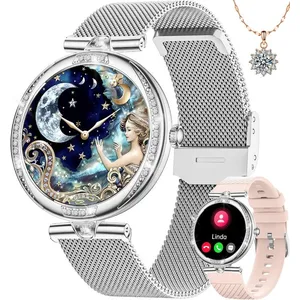 KIQULOV Montre connectée Femme Appel Bluetooth AMOLED, Fonction Fémini...Vendu parcdiscount