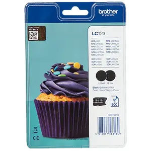Brother Cartouche D'encre Lc123 Duo Pack Noir (lc123bkbp2dr) pas cher