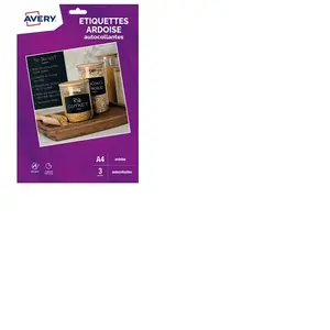AVERY - Pochette de 3 Autocollants A4 Aspect Ardoise Personnalisables