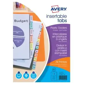 AVERY - Intercalaires à onglets personnalisables et imprimables, 6 tou...Vendu paramazon