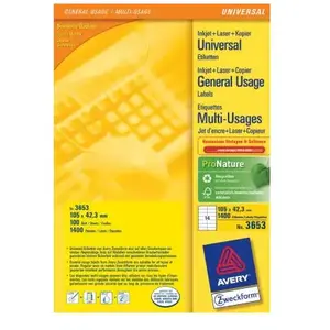 Avery Inkjet+Laser+Kopieer-etiketten, wit 105 x 42,3 pas cher