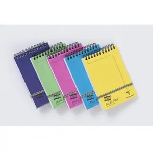 Clairefontaine 4937Z - Un lot de 10 blocs à spirale en-tête Midi Pad Europa 200 pages détachables 10,2x15,2 cm 90g lignées avec fermeture élastique, Couvertures en carte lustrée couleurs assorties pas cher