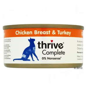 6x75g Thrive Complete blanc de poulet, dinde - Pâtée pour chat pas cher