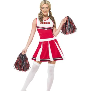 Comparateur de prix : Smiffy's Costume pom pom girl avec robe et pompons - Rouge - S (36-38)