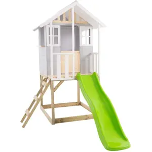 Houten boomhut op palen van FSC®-hout met platform en glijbaan PERCE-N...