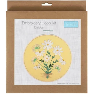Kit de Broderie "Daisies" avec Cercle en Bois de 15cm   Trimits | Un Kit Parfait pour Débutants et Experts(...) - 52 Daisies