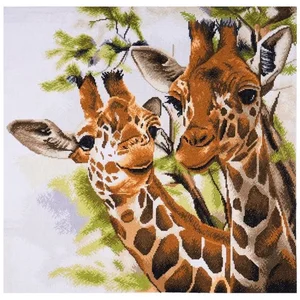 Kit de Point de Croix Imprimé Girafes 58x58 cm Trimits - Kit Broderie Extra-Large Idéal pour les Passionnés(...) - pas cher