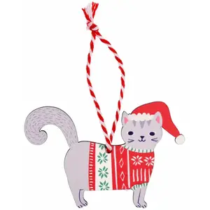Kersthanger kat kerstbal hout - Rex London pas cher
