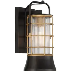 Eurofase LED Wand Buitenlamp Rivamar | 1X E27 Max 40W | Black and Brus... pas cher