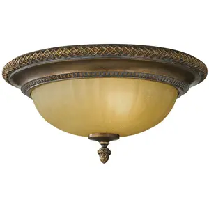 Plafonnier Kelham, bronze doré et verre Scavo, 34 cm pas cher