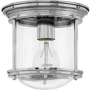 Comparateur de prix : ELSTEAD Lampe de plafond Quintatesse Hadrien E27 40W IP44 Steel, Chrome Verre transparent h: 18,5 cm Ø19.6 cm