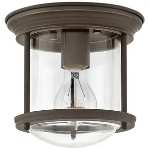 Comparateur de prix : ELSTEAD Lampe de plafond de Quintatesse Hadrien E27 40W IP44 Steel, huile de bronze frottée Verre transparent h: 18,5 cm Ø19.6 cm
