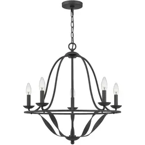 QUOIZEL Bradbury E14 40W Chandelier en acier Gris cendre b: 63,6 cm Ø63.6 cm Hauteur dimmable réglable pas cher