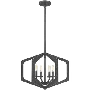 QUOIZEL Suspendu à la lampe Vanguard E14 40W Steel Old Black b: 51,2 cm Ø51.2 cm Hauteur dimmable réglable pas cher
