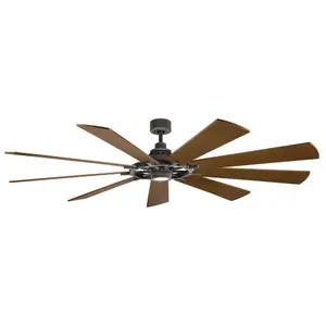 Elstead Lighting Gentry XL ventilateur de plafond silencieux avec lumière LED Ø216cm DC moteur bois + télécommande, Ventilateur, Gris pas cher
