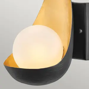 Lampal mural Quintatesse Ren G9 3W led 3000K Steel, Matt Black & Gold ... pas cher