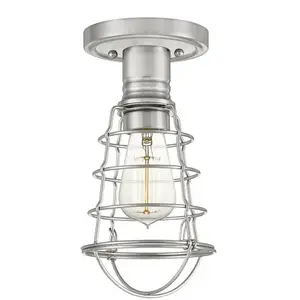 QUOIZEL Mixon de lampe à plafond E27 40W Steel Nickel brossé l: 13,5 cm b: 14,5 cm Ø14,5 cm pas cher