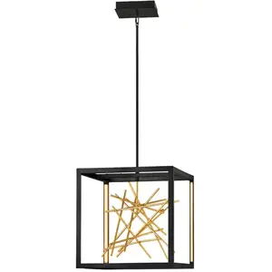 ELSTEAD Tapon led de lampe suspendue Quintatesse 48W 3000K en acier, noir, or-plaqué h: 53,8 cm Ø51 cm Hauteur réglable pas cher