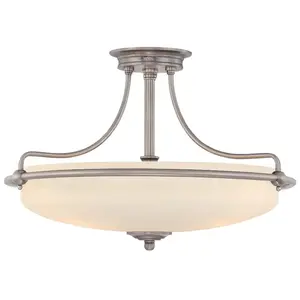 Comparateur de prix : Plafonnier Griffin - Nickel Antique - 4 Ampoules