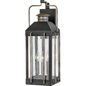 Hinkley LED Wand Buitenlamp Fitzgerald | 3X E14 Max 40W | IP44 | Dimbaar | Textured Black with Burnished Bronze
