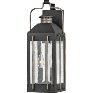 Hinkley LED Wand Buitenlamp Fitzgerald | 2X E14 Max 40W | IP44 | Dimbaar | Textured Black with Burnished Bronze pas cher