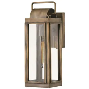Comparateur de prix : HINKLEY Lampe murale Sag Harbor E27 40W IP44 Aluminium, verre transparent Bronze bronze peint l: 19cm b: 14cm Ø14 cm dimmable