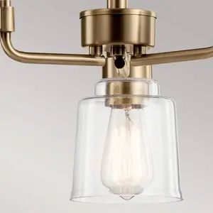 KICHLER Lustre Aivian E27 40W Steel, verre En laiton altéré b: 57,4 cm Ø57,4 cm à hauteur dimmable réglableVendu parbol