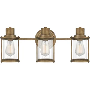 Quoizel LED Badkamerarmatuur Riggs | 3X E27 Max 40W | IP44 | Weathered Brass pas cher