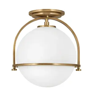 ELSTEAD Quintatesse plafond Light Somerset E27 40W Steel, laiton Verre Opale h: 31,8 cm Ø28,2 cm pas cher