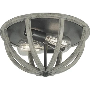 Feiss LED Plafondlamp Allier | 2X E27 Max 60W | Dimbaar | Weathered Oak Wood/Antique Forged Iron pas cher