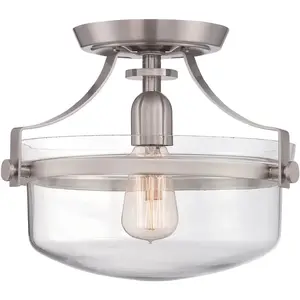 Comparateur de prix : Quoizel LED Plafondlamp Penn Station | 1X E27 Max 60W | Dimbaar | Brushed Nickel