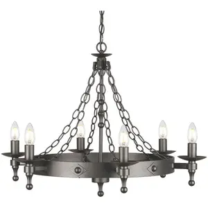 ELSTEAD Lustre suspension 6 flammes D 74 cm plafonnier lumineux salle à manger pas cher