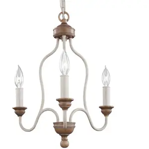 Feiss LED Kroonluchter | 3X E14 Max 40W | Dimbaar | Chalk Washed/Beachwood pas cher