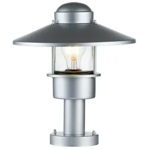 ELSTEAD Lampe de peau Klampenborg E27 40W IP44 en acier inoxydable, verre transparent Argent b: 27,5 cm Ø27,5 cm