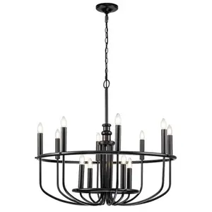 ELSTEAD Lustre CAPITOL HILL E14 12x40W acier noir H:77,9cm L:88,2cm dimmable pas cher