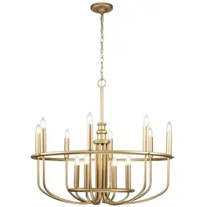 KICHLER Lustre capitol hill E14 12x40W acier laiton antique H:77,9cm L:88,2cm dimmable pas cher