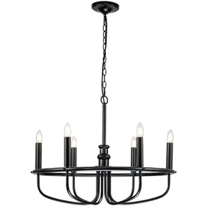 KICHLER Lustre CAPITOL HILL E14 6x40W acier noir H:55,9cm L:73cm dimmable pas cher